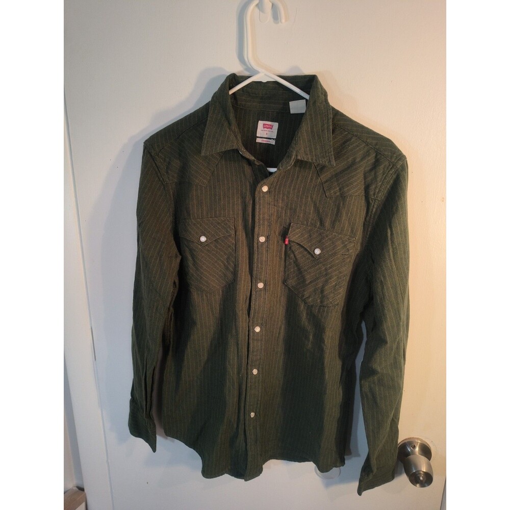 Vintage Levi’s Pearl snap Size Small Western Wear Shirt Long Sleeve Green